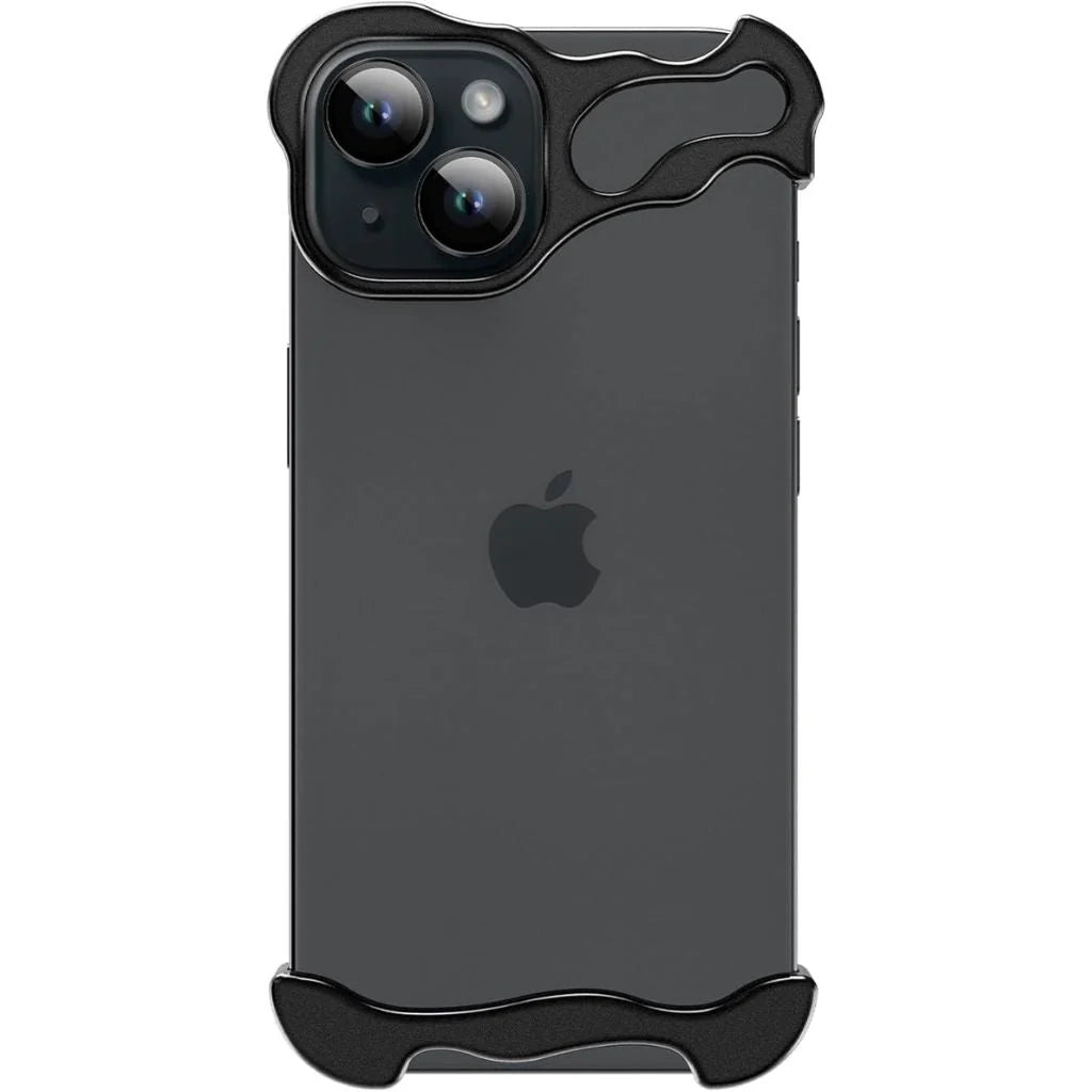 Black phone bumper case, close rear view #color_Midnight Black