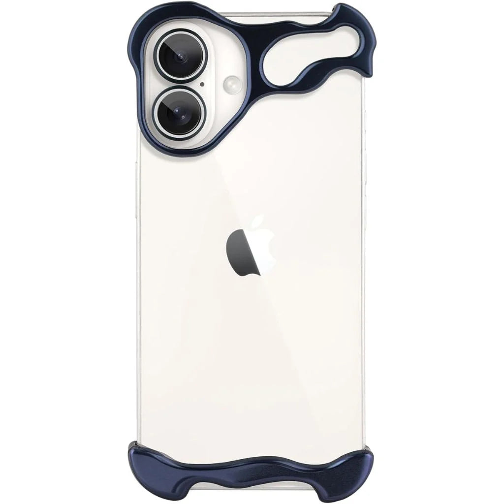 Blue phone bumper case, angled rear view #color_Deep Blue
