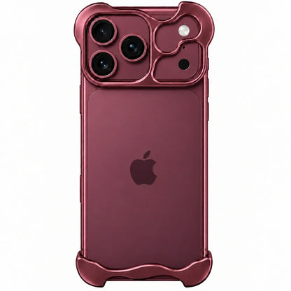 Burgundy sculpted metal phone case viewed from the rear #color_Burgundy