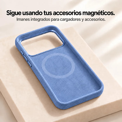 Light blue fabric phone case interior showing the circular magnetic ring. #color_Glacier