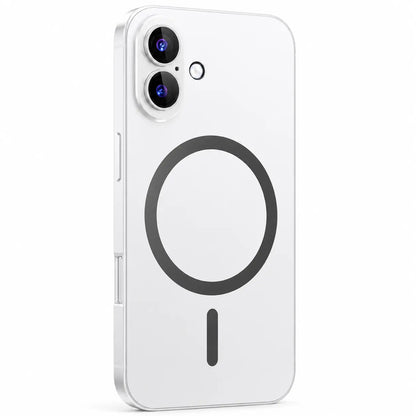 Silver metal magnetic phone case with two vertically arranged camera openings shown from the back on white #color_Titanium Silver