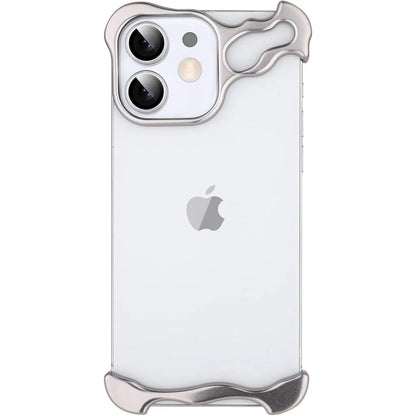 Silver sculpted phone case around a light phone with two rear cameras #color_Titanium Silver